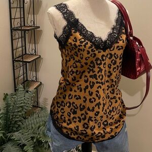 Leopard Print Cami Lace Top